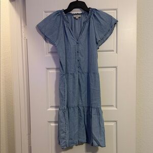 LOFT Light Blue Chambray Midi Dress